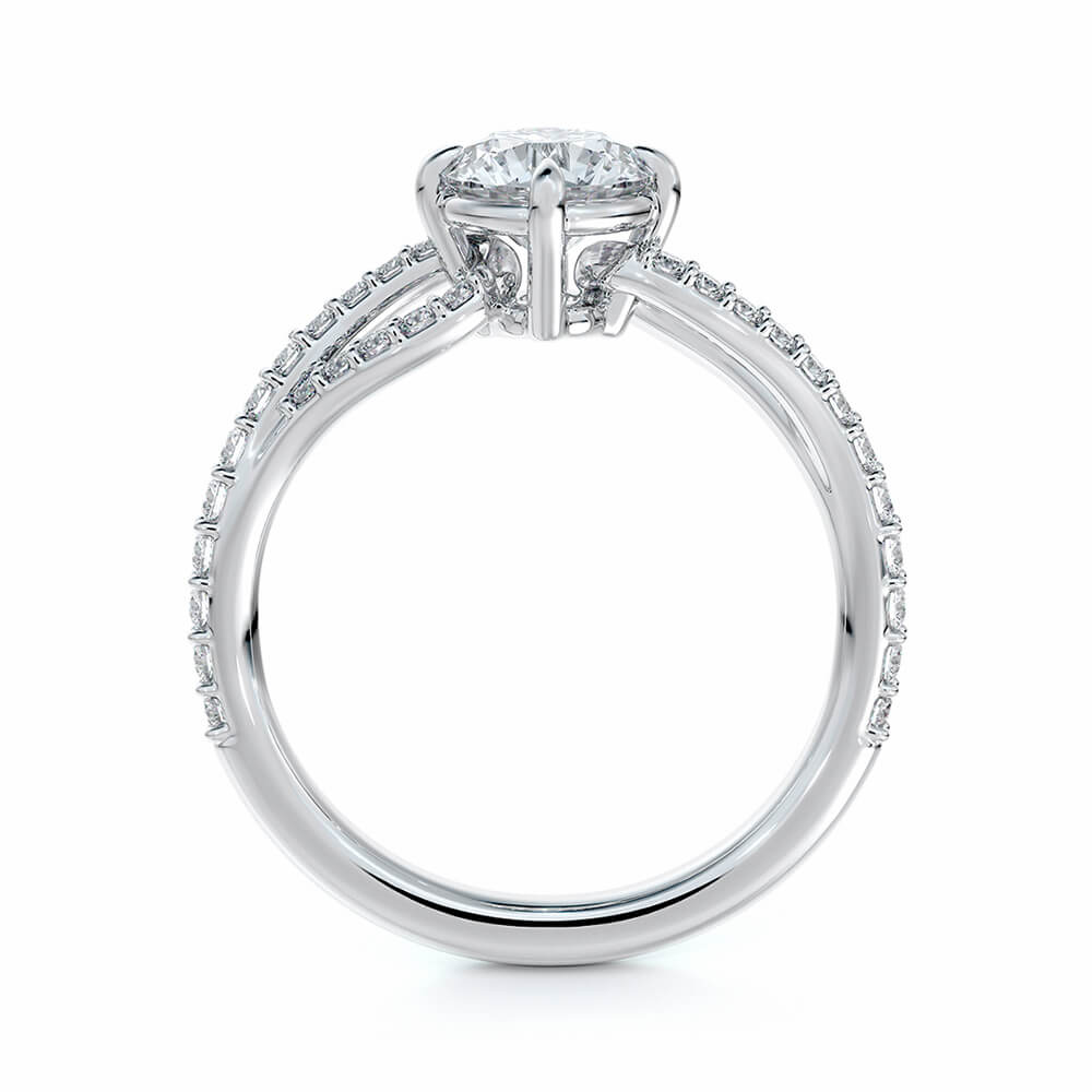 Twisted Vine Round Moissanite Pave Engagement Ring