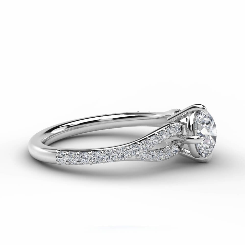 Twisted Vine Round Moissanite Pave Engagement Ring