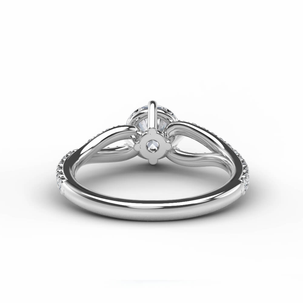 Twisted Vine Round Moissanite Pave Engagement Ring