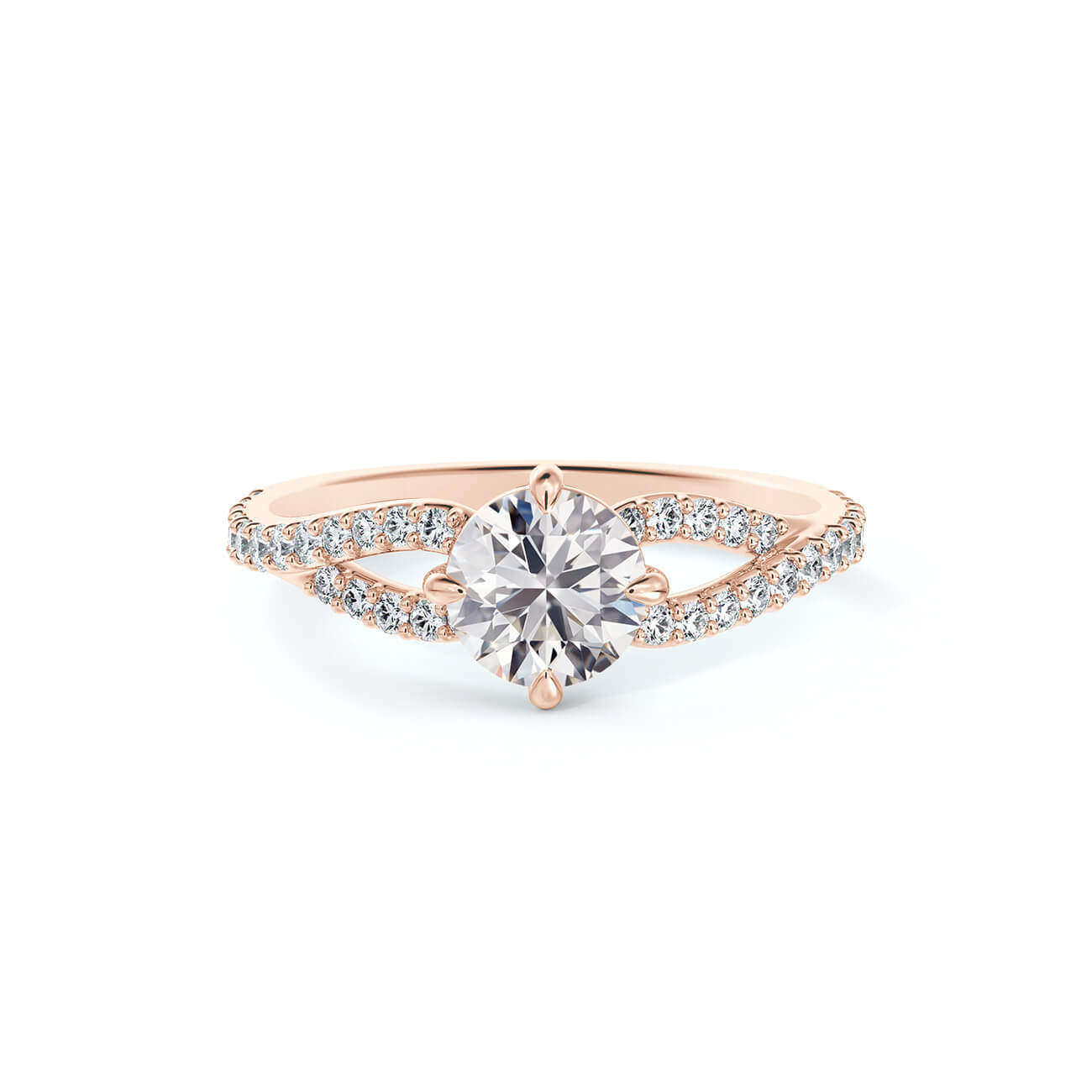 Twisted Vine Round Moissanite Pave Engagement Ring