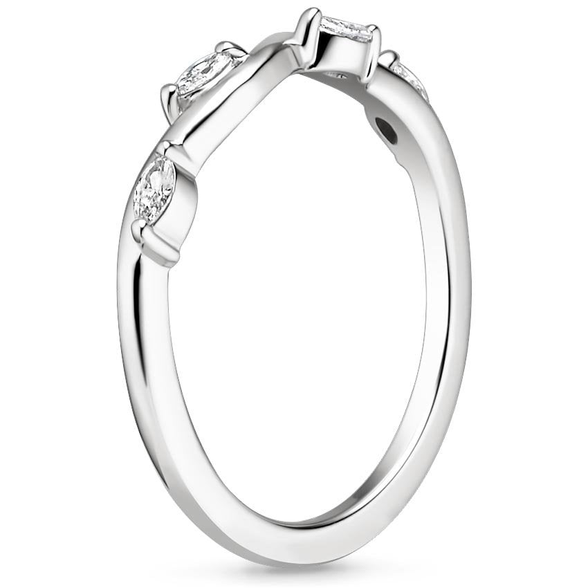 Winding Willow Marquise Moissanite Half Eternity Wedding Band Ring